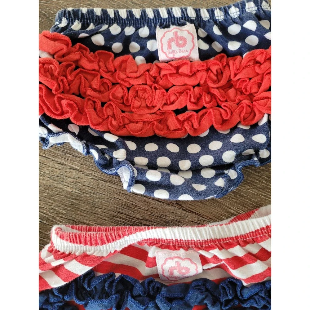 Ruffle Butts Patriotic Diaper Covers 0-6m‎ Red White Polka Dot Stripe Ruffle #6